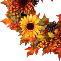 Northlight Sunflower And Pine Cone Artificial Thanksgiving Wreath - 24" Orange -Northlight 4611716346846916016