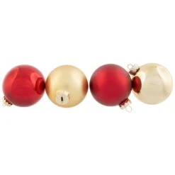 Northlight 2-Finish Glass Christmas Ball Ornaments -3.25" (80mm) - Red And Gold - 72ct -Northlight 4611725559289422032