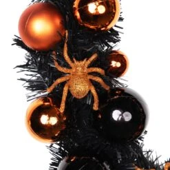 Northlight Spiders And Ornaments Halloween Wreath - 18" Orange And Black - Unlit -Northlight 4611727974620115376