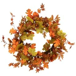 Northlight Gold Berries And Autumn Leaves Fall Harvest Artificial Twig Wreath - 22" - Unlit Orange 16 Northlight Gold Berries And Autumn Leaves Fall Harvest Artificial Twig Wreath - 22" - Unlit Orange -Northlight 4611729619184892896 2