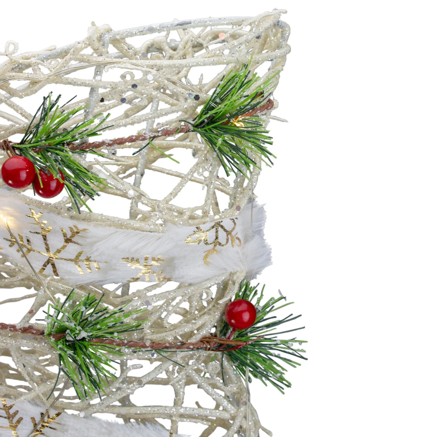 Northlight 20" White Rattan Berry And Pinecone Christmas Bow 6 Northlight 20" White Rattan Berry And Pinecone Christmas Bow - Image 4