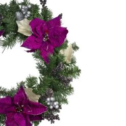 Northlight Poinsettia And Pine Cone Berries Artificial Christmas Wreath - 24" - Purple - Unlit 10 Northlight Poinsettia And Pine Cone Berries Artificial Christmas Wreath - 24" - Purple - Unlit -Northlight 4611729619533020128