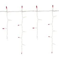 Northlight Mini Icicle Incandescent Christmas Lights - Red And Clear - 5.75' White Wire - 100ct -Northlight 4611729620694842336