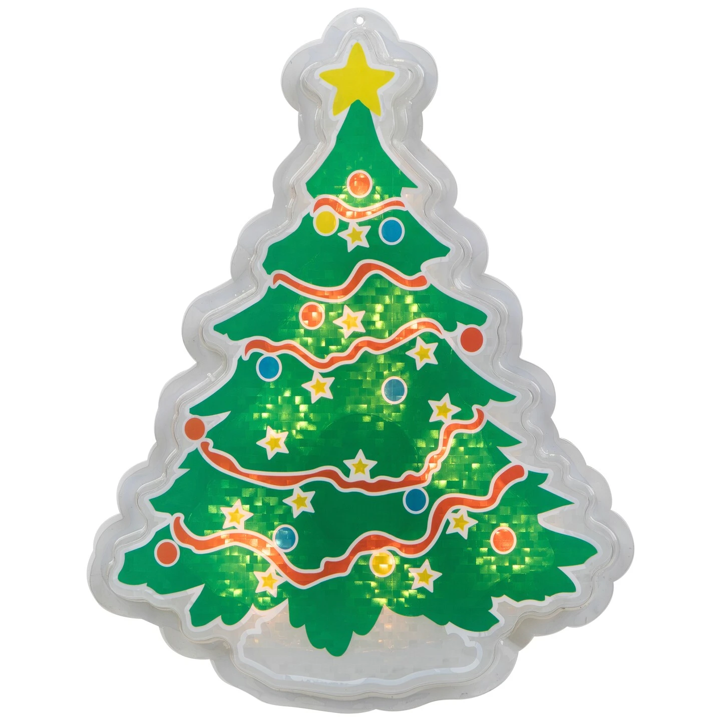 Northlight Lighted Holographic Christmas Tree Window Silhouette - 12.5" - Clear Lights Green 5 Northlight Lighted Holographic Christmas Tree Window Silhouette - 12.5" - Clear Lights Green - Image 3
