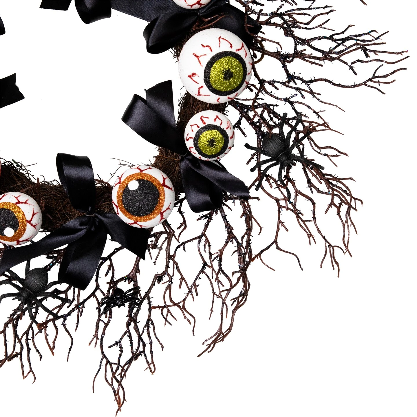 Northlight Eyeballs And Spiders Halloween Twig Wreath - 24" - Unlit Black 7 Northlight Eyeballs And Spiders Halloween Twig Wreath - 24" - Unlit Black - Image 5