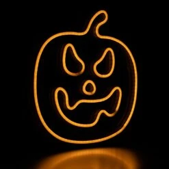 Northlight LED Jack-O-Lantern Neon Lighted Halloween Wall Or Window Decoration - 15" - Orange -Northlight 4611740604781530416