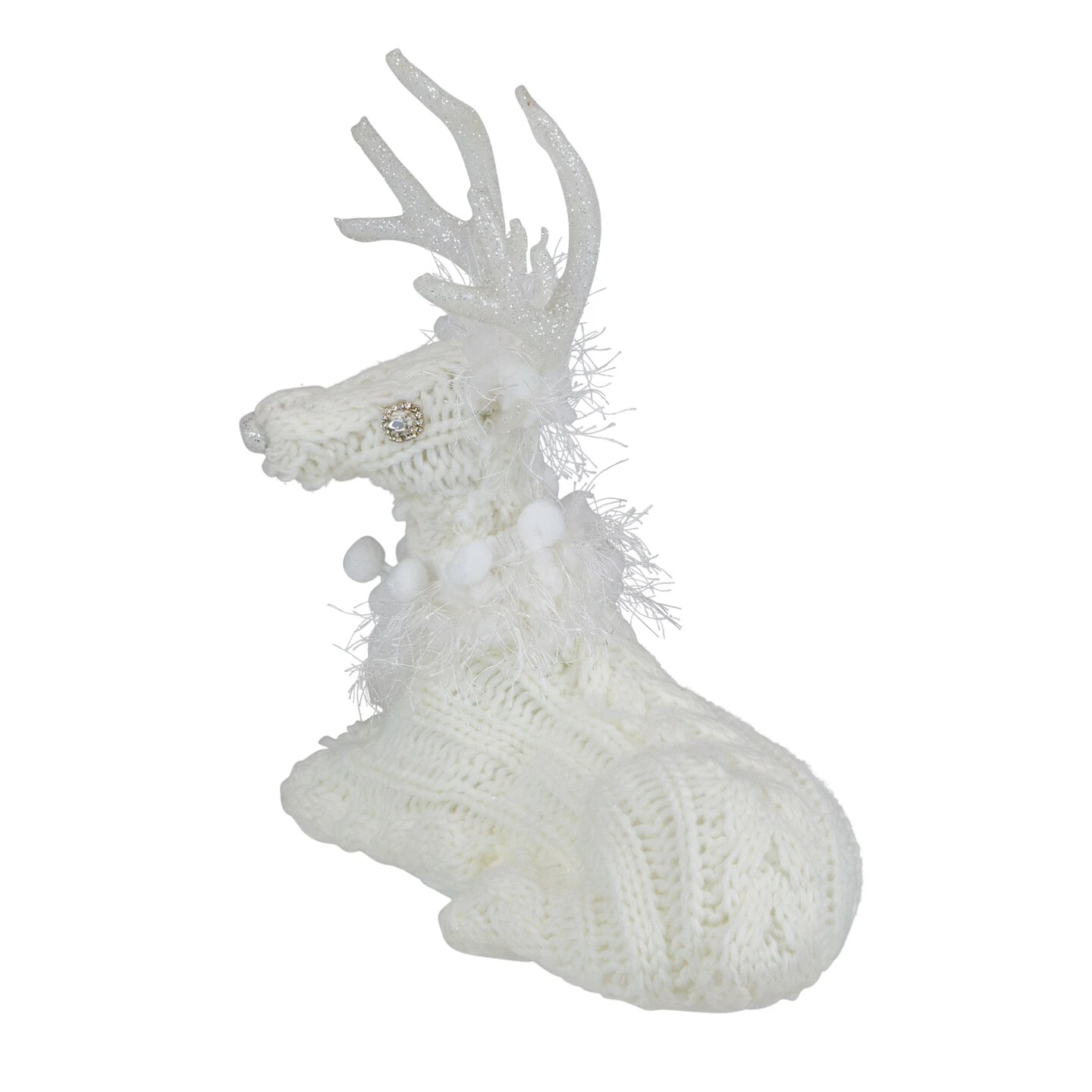 Northlight Cable Knit Sweater Sitting Reindeer Christmas Figure - 9.75" White 8 Northlight Cable Knit Sweater Sitting Reindeer Christmas Figure - 9.75" White - Image 6