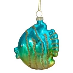 Northlight Tropical Fish Glass Christmas Ornament - 3" - Turquoise And Yellow Blue -Northlight 4611742231219291360