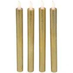 Northlight Set Of 4 Textured Gold-tone LED Flameless Flickering Taper Candles 9.5" 12 Northlight Set Of 4 Textured Gold-tone LED Flameless Flickering Taper Candles 9.5" -Northlight 4611742231248848096