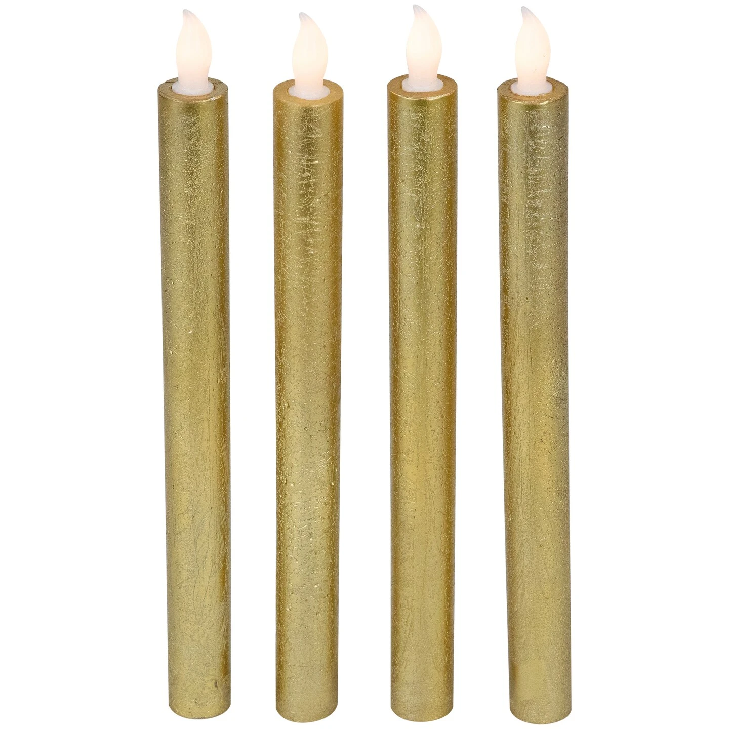 Northlight Set Of 4 Textured Gold-tone LED Flameless Flickering Taper Candles 9.5" 6 Northlight Set Of 4 Textured Gold-tone LED Flameless Flickering Taper Candles 9.5" - Image 4