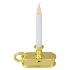 Northlight LED Lighted Window Candle With Handle Base - 9.5" - White And Gold -Northlight 4611742232372921568
