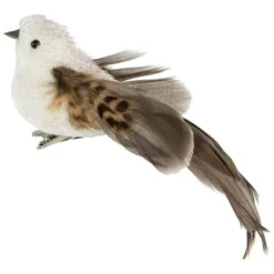 Northlight Bird With Clip And Feathers Christmas Ornament - 6" - White And Brown -Northlight 4611742232922178784