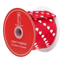 Northlight Diagonal Hearts Valentine's Day Wired Craft Ribbon - 2.5" X 10 Yards - Red And White 15 Northlight Diagonal Hearts Valentine's Day Wired Craft Ribbon - 2.5" X 10 Yards - Red And White -Northlight 4611755079914127536