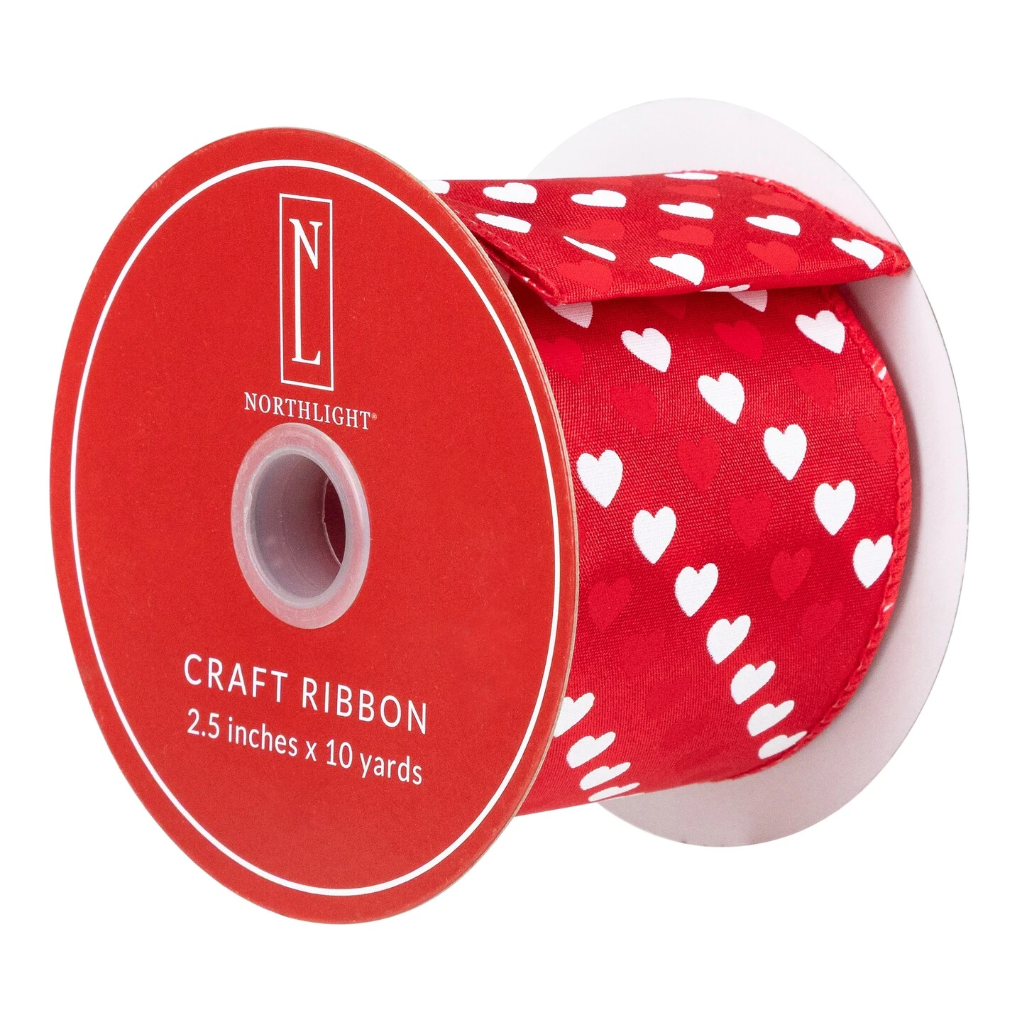 Northlight Diagonal Hearts Valentine's Day Wired Craft Ribbon - 2.5" X 10 Yards - Red And White 8 Northlight Diagonal Hearts Valentine's Day Wired Craft Ribbon - 2.5" X 10 Yards - Red And White - Image 6