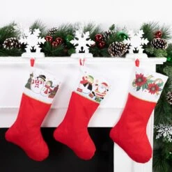 Northlight Santa And Snowman Christmas Stocking- 19" - Red And White -Northlight 4611770547321349216