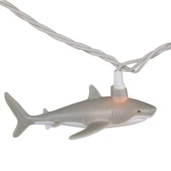 Northlight Shark Indoor Outdoor Patio Light Set - 6'- White Wire - 10ct Gray -Northlight 4611785321470109840