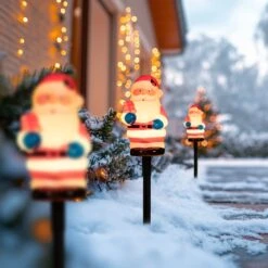 Northlight Lighted Santa Claus Christmas Pathway Markers - 16" - Set Of 4 Red