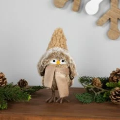 Northlight Woodland Bird In Winter Hat Christmas Figurine - 8" Beige