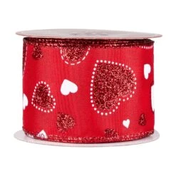 Northlight Glitter Hearts Valentine's Day Wired Craft Ribbon - 2.5" X 10 Yards - Red And White 13 Northlight Glitter Hearts Valentine's Day Wired Craft Ribbon - 2.5" X 10 Yards - Red And White -Northlight 4611796479125524656