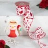 Northlight Glittered Hearts Valentine's Day Wired Craft Ribbon-2.5" X 10 Yards - White And Red
