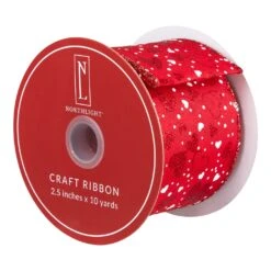 Northlight Hearts Valentine's Day Wired Craft Ribbon - 2.5" X 10 Yards - Red And White -Northlight 4611796480199266480