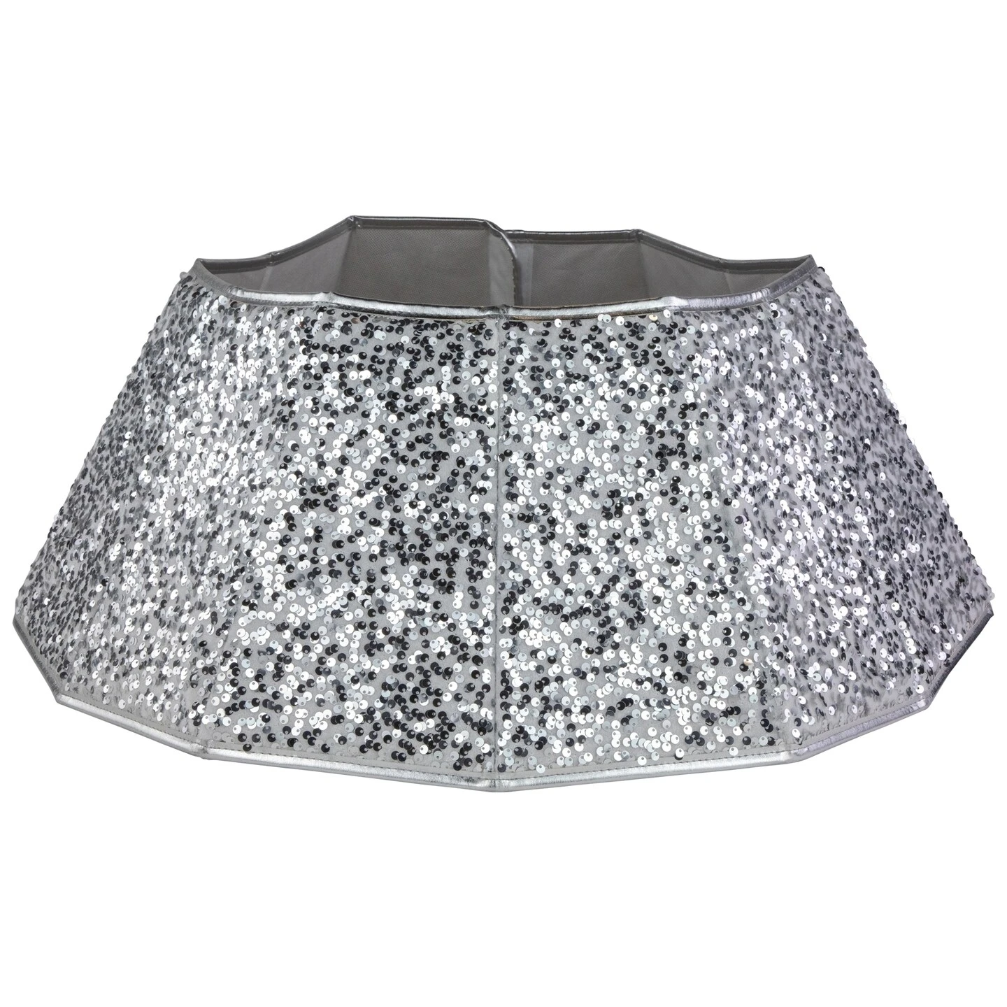 Northlight 26" Silver Sequins Hexagonal Christmas Tree Collar 4 Northlight 26" Silver Sequins Hexagonal Christmas Tree Collar - Image 2