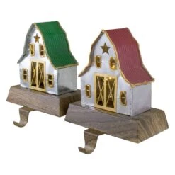 Northlight Set Of 2 LED Lighted Galvanized Barn Christmas Stocking Holders 5.5" Multi 12 Northlight Set Of 2 LED Lighted Galvanized Barn Christmas Stocking Holders 5.5" Multi -Northlight 4611832245185823968