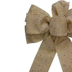 Northlight Glittered Polka Dots 6-Loop Burlap Christmas Bow Decoration - 9" X 14" Brown -Northlight 4611832245223572704