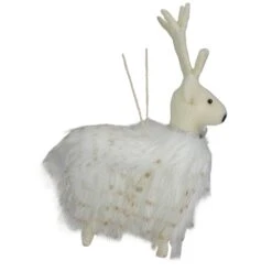 Northlight Plush Reindeer Christmas Ornament - 8" - White And Beige -Northlight 4611832245655586016