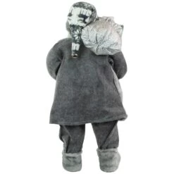 Northlight 24" Gray And White Santa Claus With Lantern Christmas Figure -Northlight 4611832246845719776