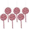 Northlight 6ct Frosted Red And White Lollipop Christmas Ornaments 6" -Northlight 4611838799857813216