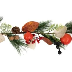 Northlight Mixed Berry, Leaves And Pomegranate Fall Harvest Garland - 6' X 10" - Green And Orange Red -Northlight 4611838799950494688