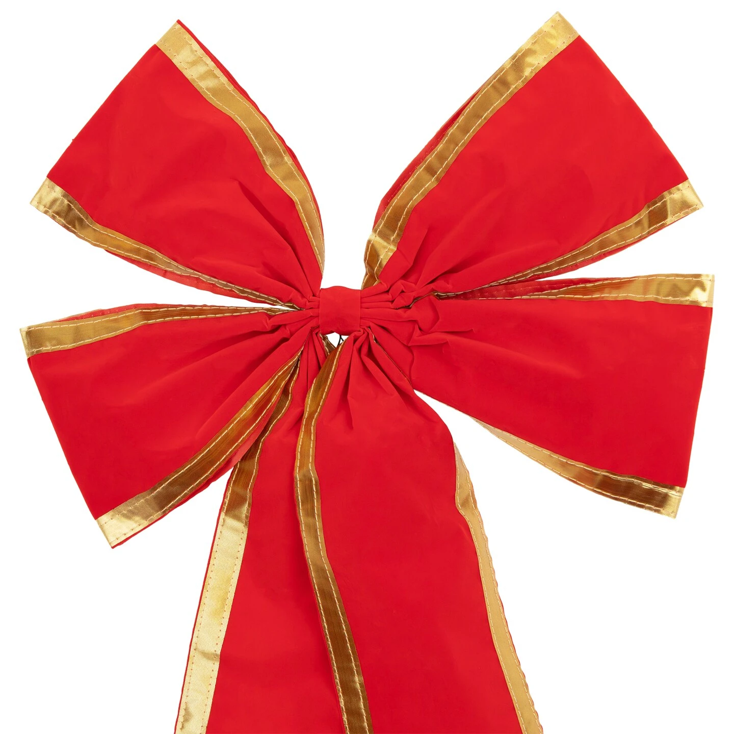 Northlight 18" X 30" Red 4-Loop Velveteen Christmas Bow With Gold Trim 6 Northlight 18" X 30" Red 4-Loop Velveteen Christmas Bow With Gold Trim - Image 4