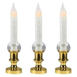 Northlight LED Flickering Window Candles With Timer - 8.5" - White - Set Of 3 -Northlight 4611841990161068496 1