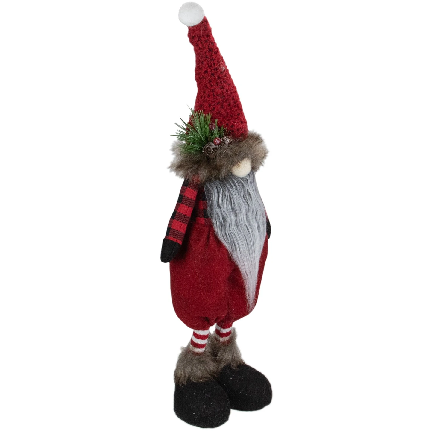 Northlight Standing Buffalo Plaid Gnome With Berry Pine Christmas Figure - 17" Red 6 Northlight Standing Buffalo Plaid Gnome With Berry Pine Christmas Figure - 17" Red - Image 4