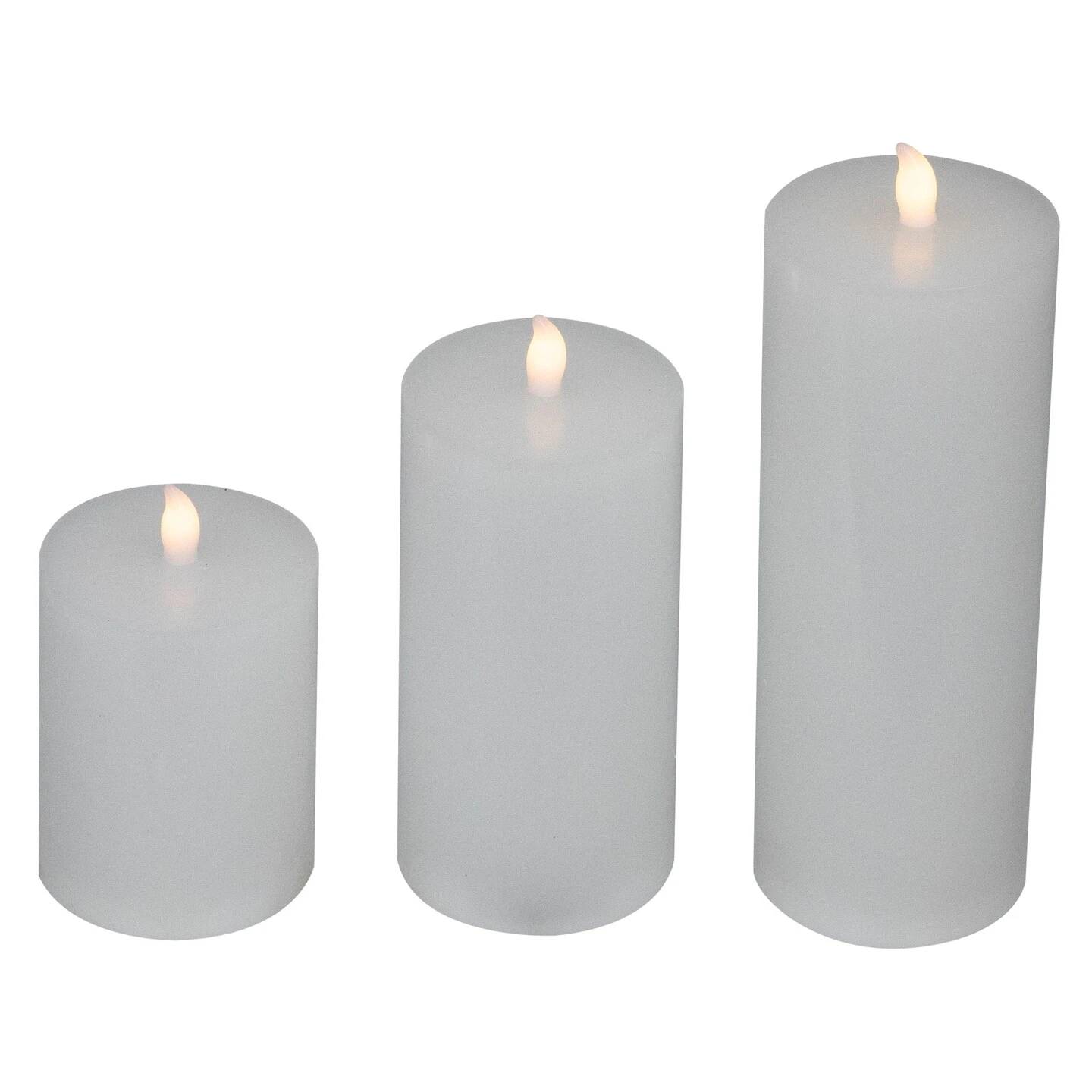 Northlight LED Solid Flameless Flickering Wax Pillar Candles - 8" - White - Set Of 3 7 Northlight LED Solid Flameless Flickering Wax Pillar Candles - 8" - White - Set Of 3 - Image 5