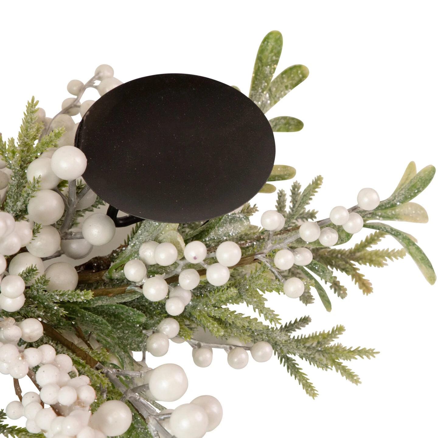 Northlight Frosted Mixed Foliage And Berries Christmas Triple Pillar Candle Holder - 26" Black 8 Northlight Frosted Mixed Foliage And Berries Christmas Triple Pillar Candle Holder - 26" Black - Image 6