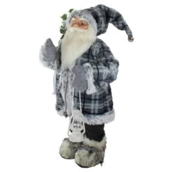 Northlight 2' Standing Santa Christmas Figure Carrying A Lantern Gray -Northlight 4611858181453333728