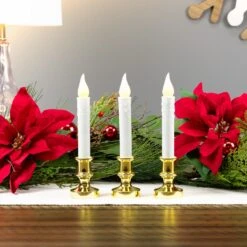 Northlight LED Flickering Window Candles With Timer - 8.5" - White - Set Of 3 -Northlight 4611861640495626704