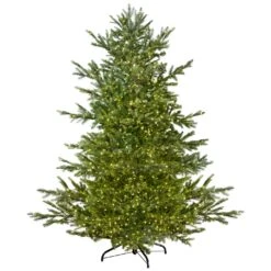 Northlight Real Touch™️ Pre-Lit Full Oregon Noble Fir Artificial Christmas Tree - 6.5' - Warm White LED Lights Green 12 Northlight Real Touch™️ Pre-Lit Full Oregon Noble Fir Artificial Christmas Tree - 6.5' - Warm White LED Lights Green -Northlight 4611861640544626384