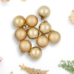 Northlight 10ct Shiny And Matte Champagne Gold Glass Ball Christmas Ornaments 1.75" (45mm) -Northlight 4611861641216511696