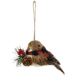 Northlight Woodland Baby Bird With Plaid Winter Scarf Christmas Ornament - 5.5" Brown 12 Northlight Woodland Baby Bird With Plaid Winter Scarf Christmas Ornament - 5.5" Brown -Northlight 4611861641284016848