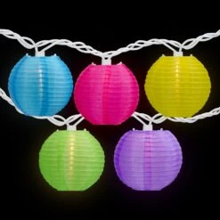 Northlight Paper Lantern Summer Patio Light Set - Multi-Color - 8.5' White Wire - 10ct -Northlight 4611863792529691280
