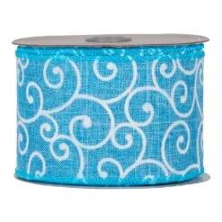 Northlight Swirl Wired Spring Craft Ribbon - 2.5" X 10 Yards - Blue And White -Northlight 4611864815290646320