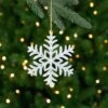 Northlight Metal Floral Snowflake Christmas Ornament On Jute Rope - 6" - Silver And White -Northlight 4611869208988676304