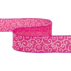Northlight Swirl Wired Spring Craft Ribbon - 2.5" X 10 Yards - Pink And White -Northlight 4611873739158945584