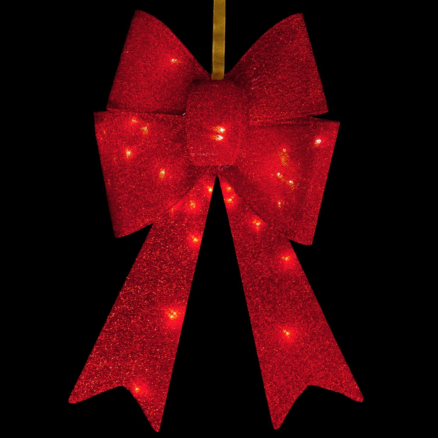 Northlight 26" LED Lighted Red Tinsel Bow Christmas Decoration 6 Northlight 26" LED Lighted Red Tinsel Bow Christmas Decoration - Image 4