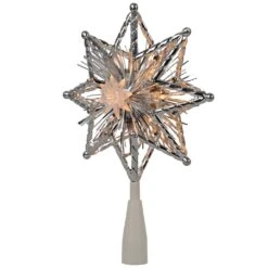 Northlight 8" Lighted Silver Tinsel Star Christmas Tree Topper - Clear Lights, White Wire 13 Northlight 8" Lighted Silver Tinsel Star Christmas Tree Topper - Clear Lights, White Wire -Northlight 4611883715849503968
