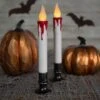 Northlight LED With Timer Dripping Blood Halloween Taper Candles - 9" - Set Of 2 White -Northlight 4611883716153591008