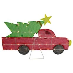 Northlight 36" LED Lighted Red Truck With Christmas Tree Outdoor Decoration -Northlight 4611883716493526240